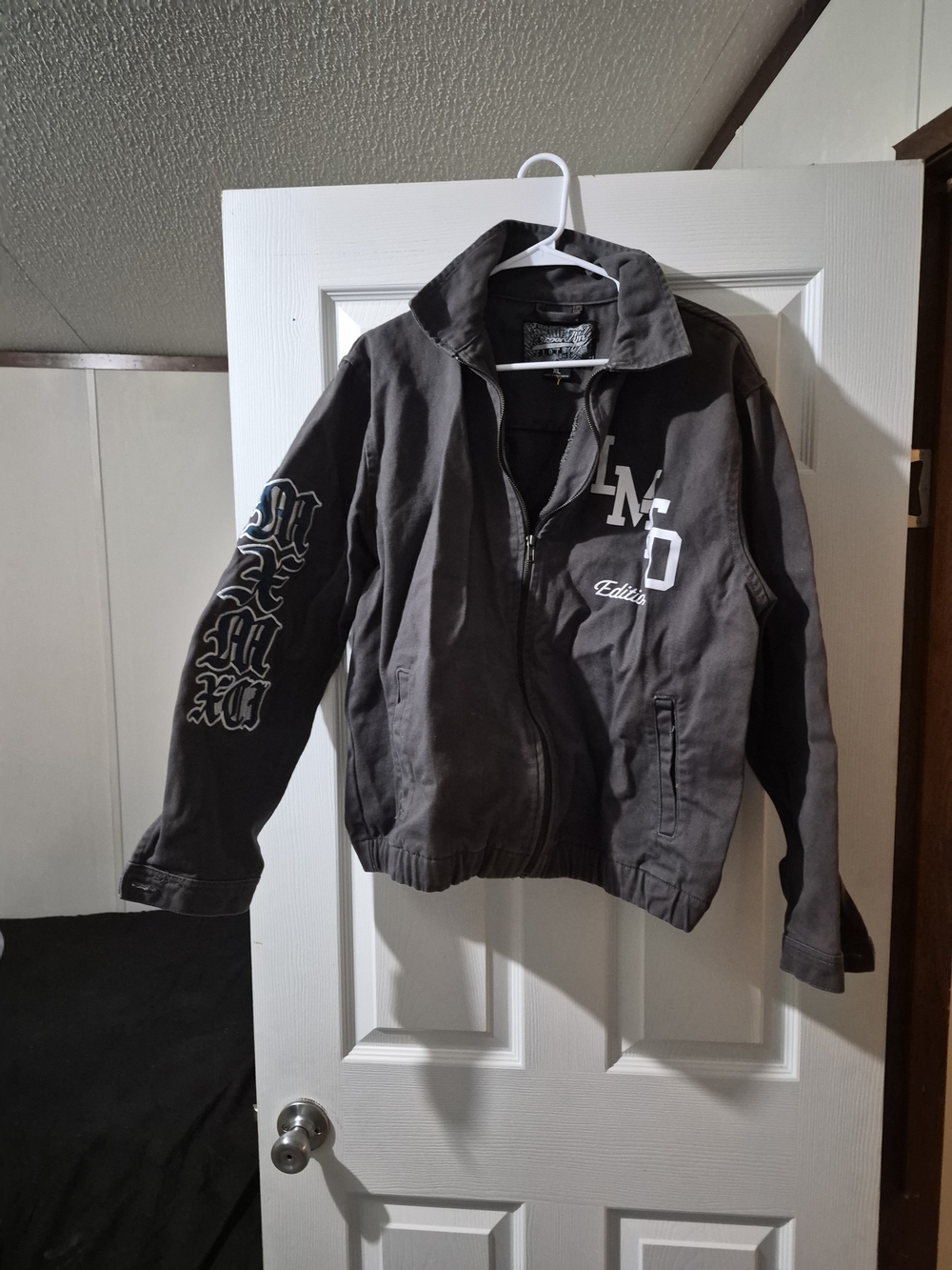 Brooklyn Clothing  Gray Graphic Sleeve Zip Jacket